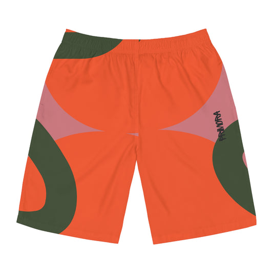 Pink & Green Shape Distortion - Men's Broad Shorts