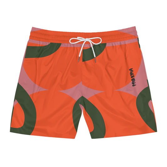 Pink & Green Shape Distortion - Swim Shorts